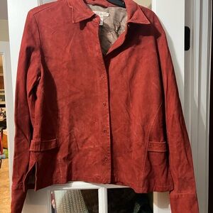 Faconnable Rust-Red Suede Button-Front Jacket